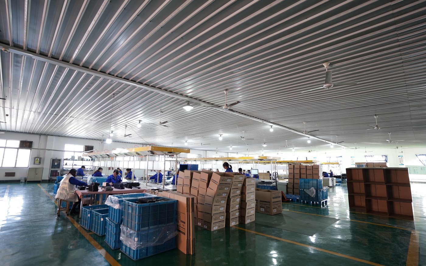 Real packing and staging area without visible customer names
